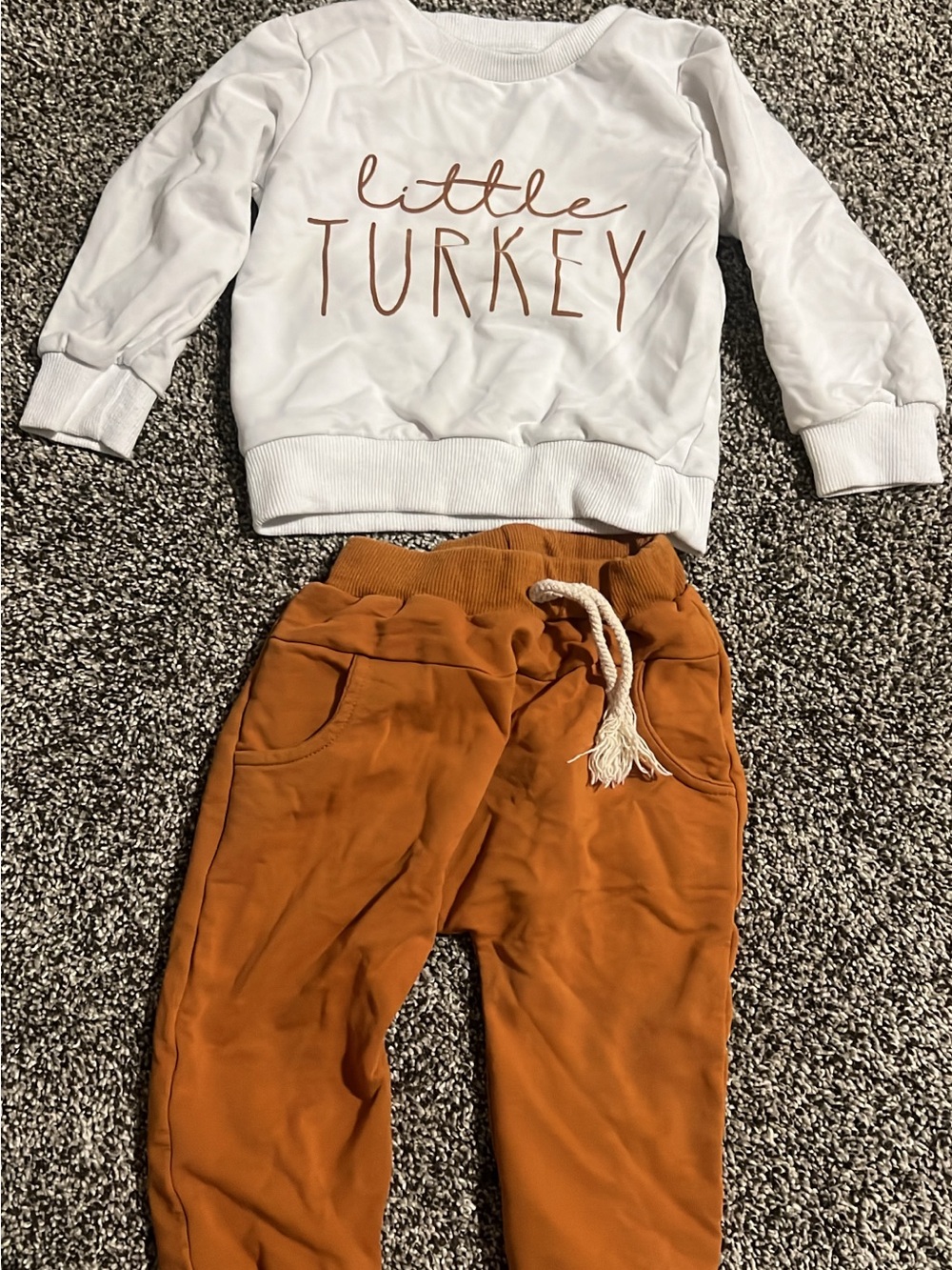 Kids Rust Jogger Pants - Little Turkey Graphic Set